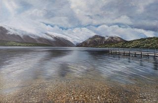 Acrylic landscape title DESCENDING CLOUDS $620.00
