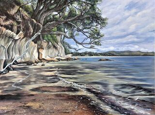 Original painting titled CLIFFS AT FLAXMILL BAY-POA