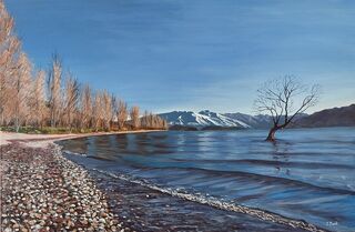 Landscape painting titled TREE AT WANAKA -SOLD