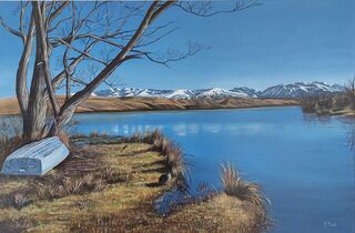 Acrylic painting titled LAKES EDGE-POA