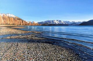 Acrylic painting titled WINTER SUN AT WANAKA- SOLD