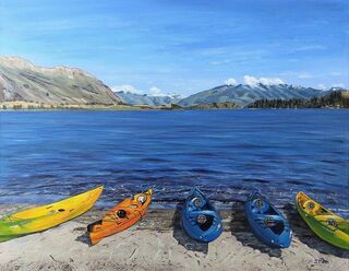 Acrylic painting titled PADDLE READY