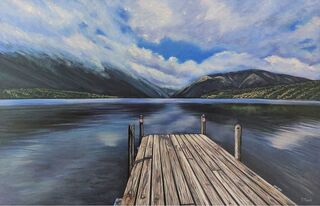 Landscape painting titled MOVING FORWARD