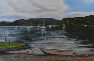 Landscape painting called STILL WATERS AT WHANGAROA