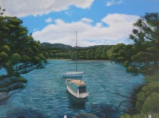 Large acrylic landscape painting called MATHESON BAY-SOLD