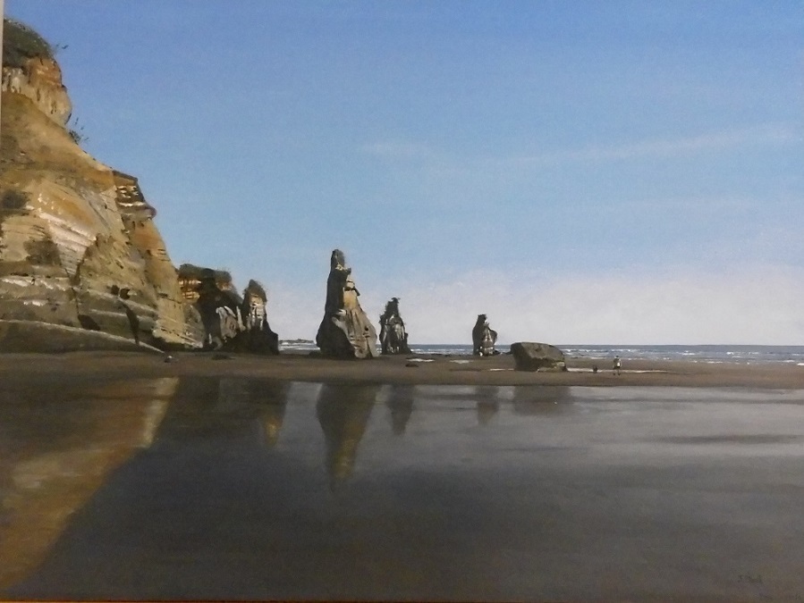 Tide out at Three Sisters-A2 Paper Print