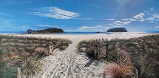 Footsteps in the Sand- Mt Maunganui- A2 Limited Edition Print