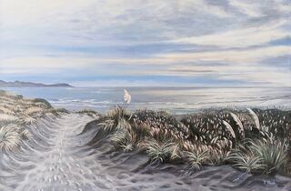 Acrylic painting titled SWAYING TOETOE-POA