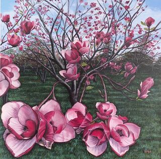 Acrylic painting titled REACHING FOR THE SKY