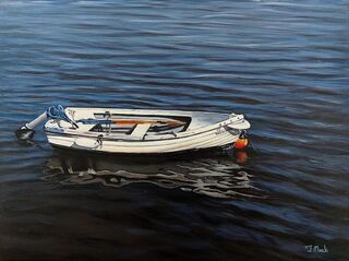 Landscape boat painting titled Just the Ticket