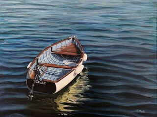 Landscape boat painting titled Buoyant